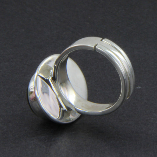Labradorit-Ring oval, Silberringschiene verstellbar Gr. 54 -66
