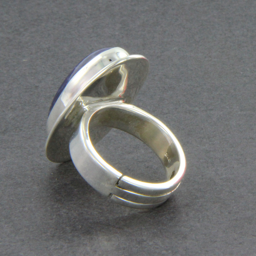Labradorit-Ring oval, Silberringschiene verstellbar Gr. 54 -66