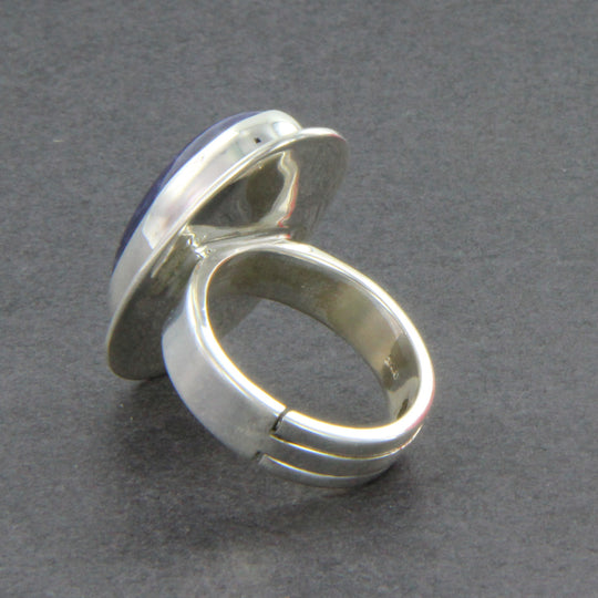 Labradorit-Ring oval, Silberringschiene verstellbar Gr. 54 -66