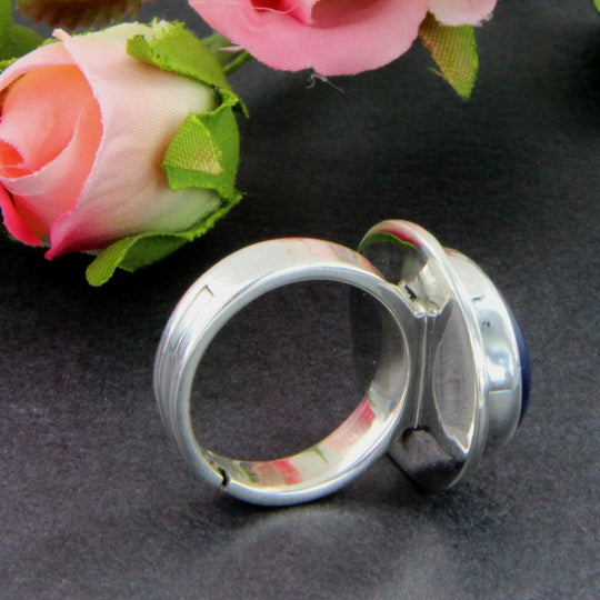 Labradorit-Ring oval, Silberringschiene verstellbar Gr. 54 -66