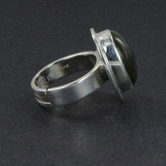 Labradorit-Ring oval, Silberringschiene verstellbar Gr. 54 -66