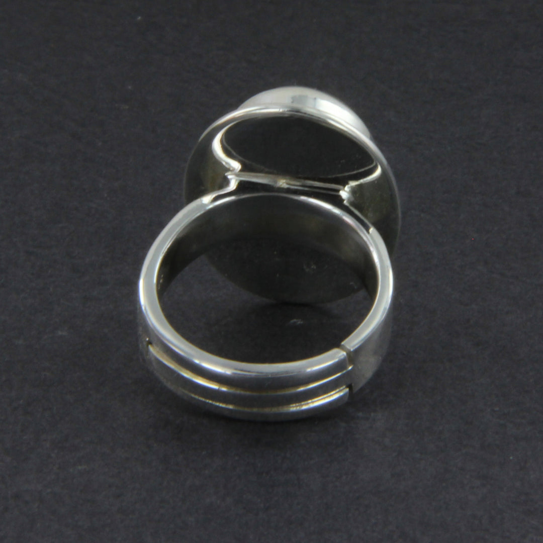 Labradorit-Ring oval, Silberringschiene verstellbar Gr. 54 -66