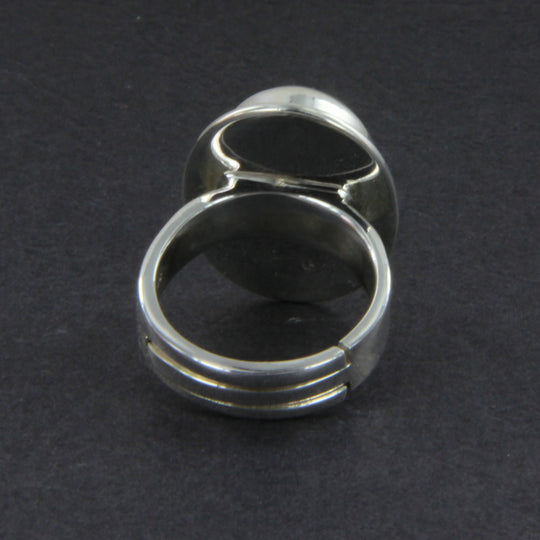 Labradorit-Ring oval, Silberringschiene verstellbar Gr. 54 -66
