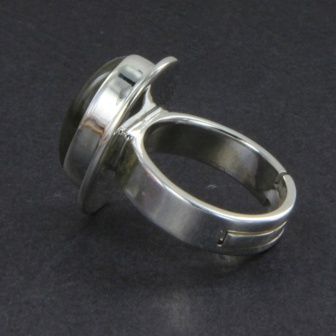 Labradorit-Ring oval, Silberringschiene verstellbar Gr. 54 -66