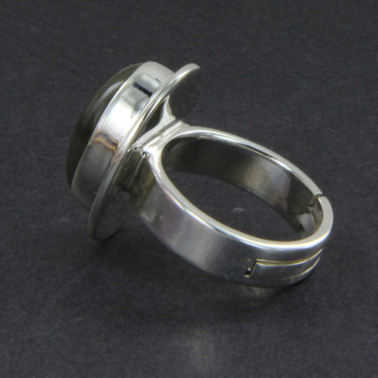 Labradorit-Ring oval, Silberringschiene verstellbar Gr. 54 -66