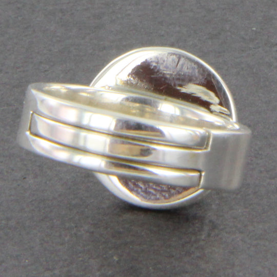 Lapislazuli-Ring rund, verstellbare silberne Ringschiene
