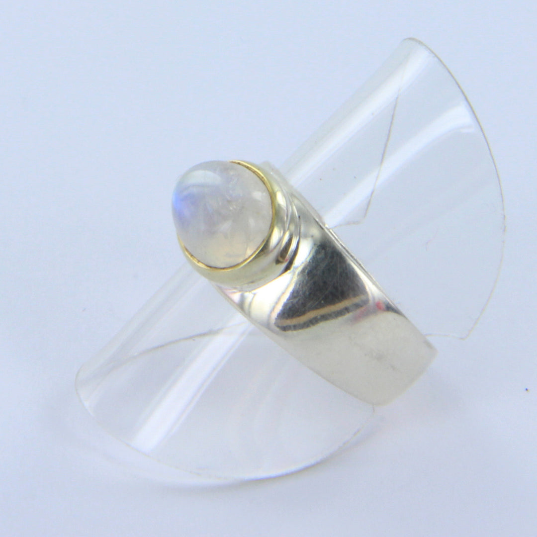 Mondstein-Ring, Silberpoliert mit feiner Goldauflage