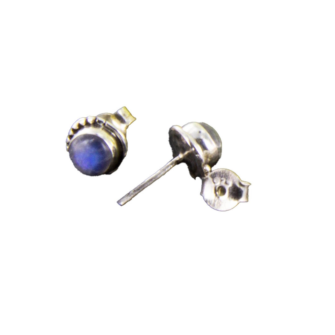 Mondstein-Ohrstecker mit 925er Silber halbe Rosette