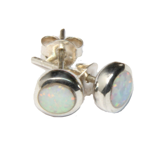 Opal-Ohrstecker - 925er Silber mit weißem Opal