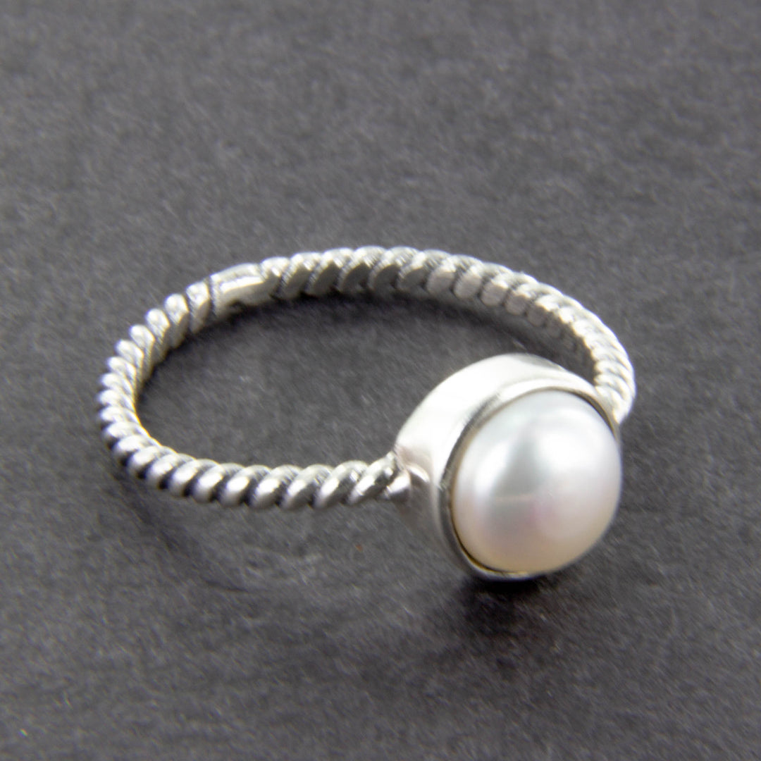 Süßwasserperlen-Ring, verspielt in 925er Sterlingsilber