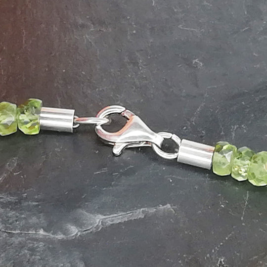 Peridot - Prasiolith - Granat-Kette, 925er Sterlingsilber