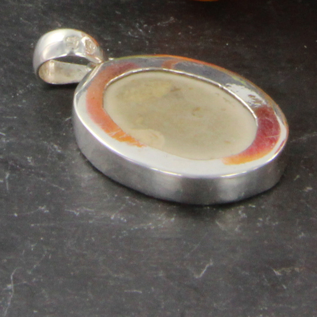 Solnhofener Kettenanhänger - Naturstein - ovale Silberfassung