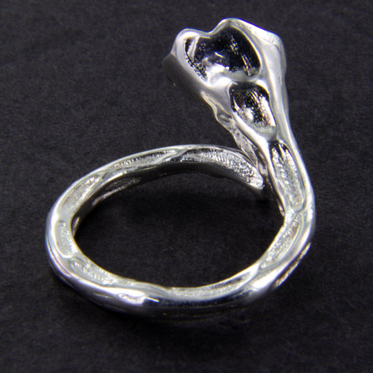 Perlen-Ring mit weißer Perle in Kelchform, 925er Sterlingsilber