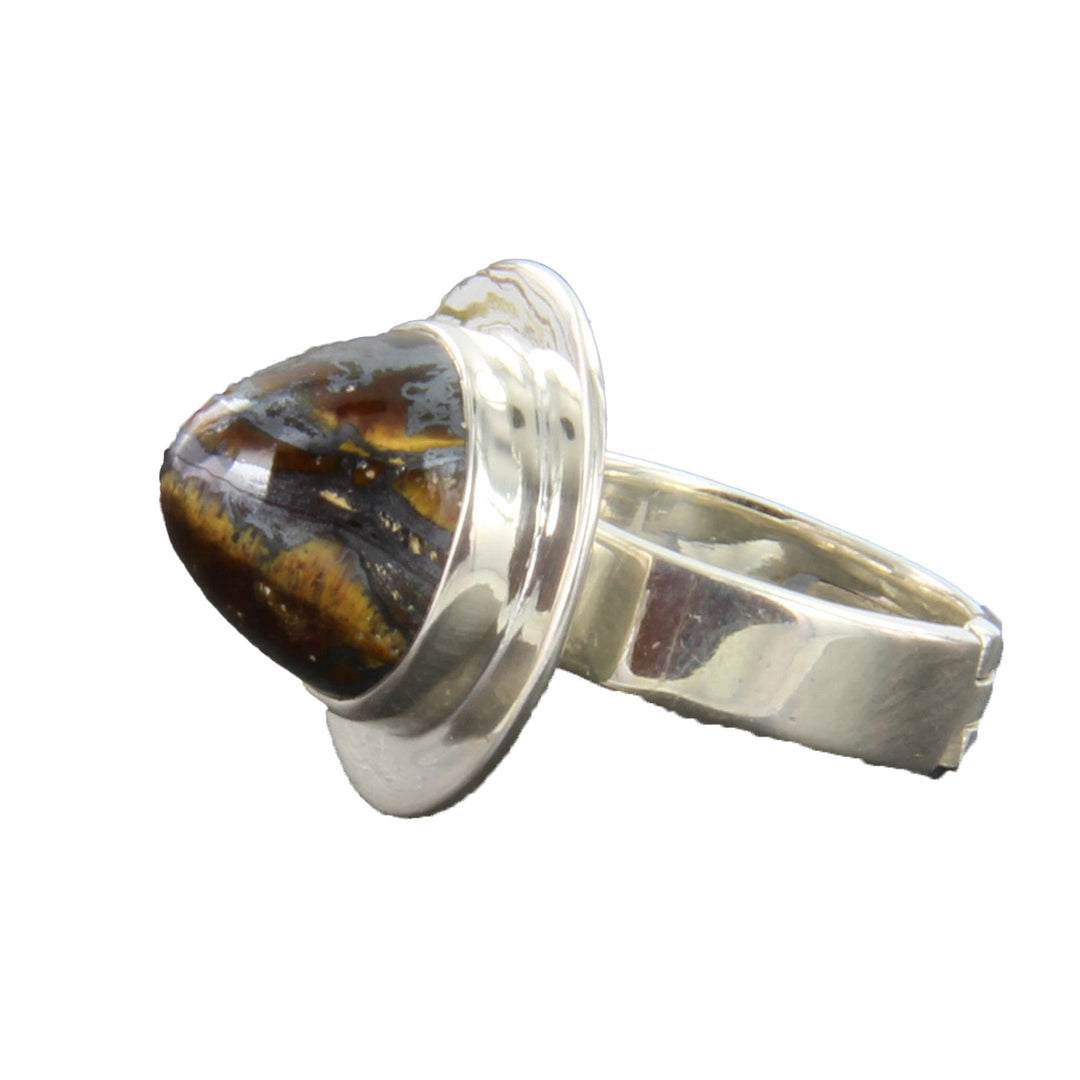 Tigereisen-Ring, Kegelform in verstellbarer Silberringschiene