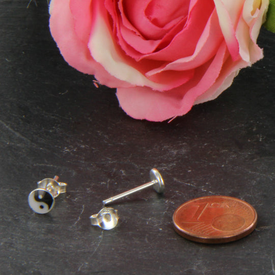 Kleine Yin Yang-Ohrstecker, Zen-Schmuck