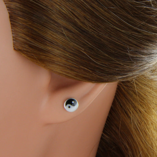 Kleine Yin Yang-Ohrstecker, Zen-Schmuck