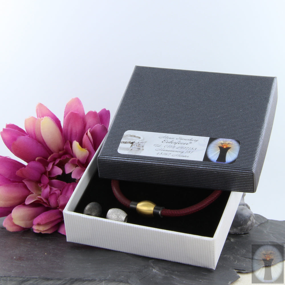 Bordeaux rotes Lederarmband, Nappa-Glattleder mit 3 Wechselelementen, Magnetverschluss