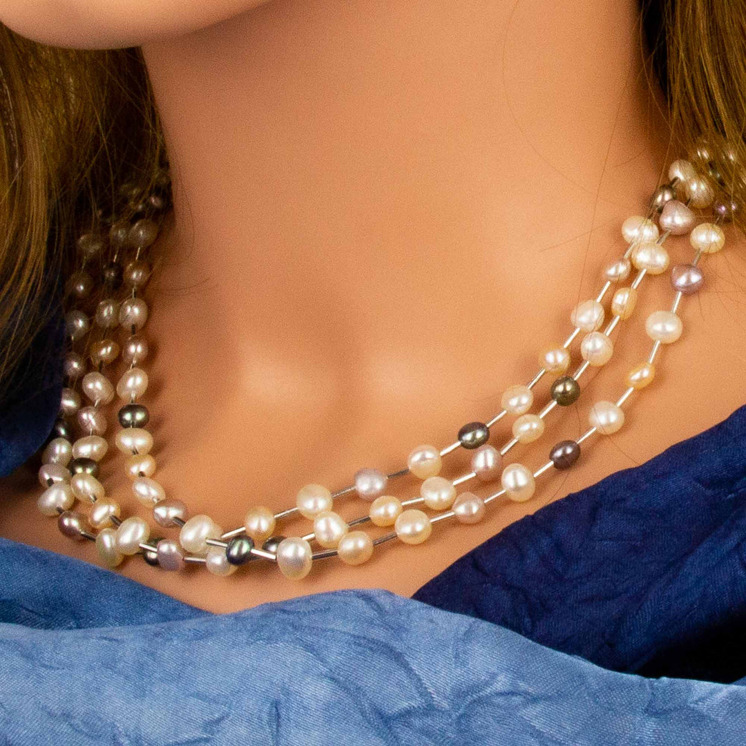 dreireihige Perlenkette SW10049-6
