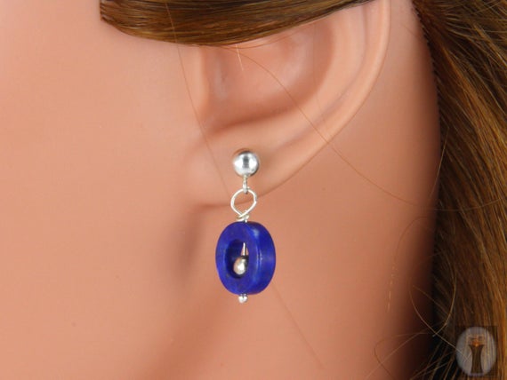 Ausdrucksstarker Lapis Lazuli-Ohrhänger, O-Ring mit Silber