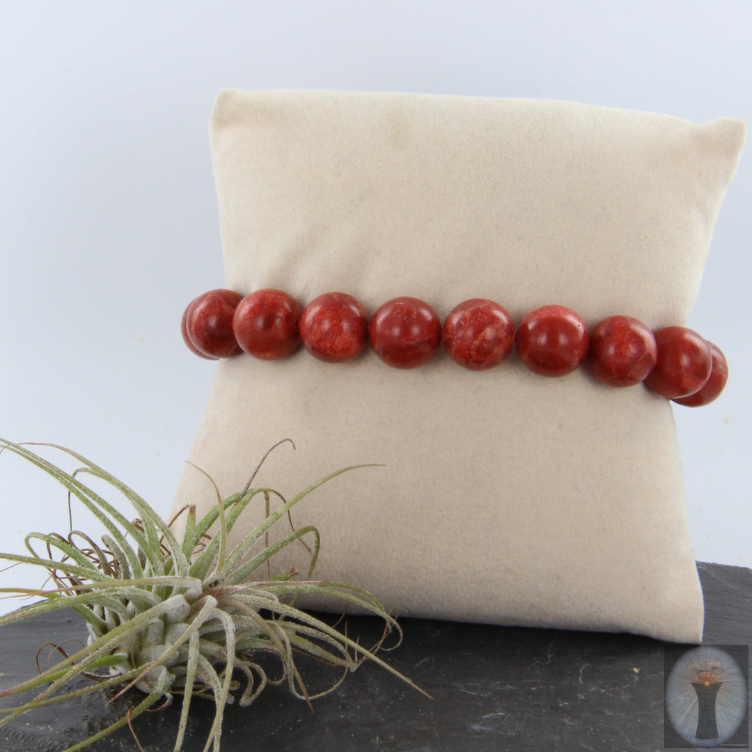 Rotes Schaumkorallen-Armband - Kugel 12 mm