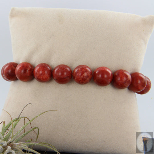 Rotes Schaumkorallen-Armband - Kugel 12 mm