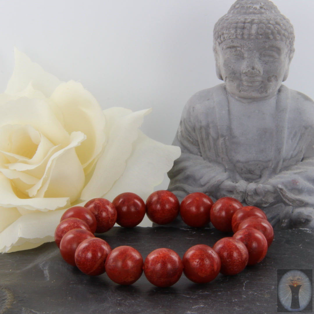 Rotes Schaumkorallen-Armband - Kugel 14 mm