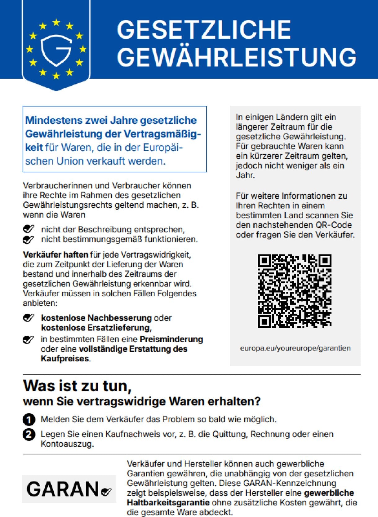 EU-Hinweis zur gesetzlichen Gewährleistung